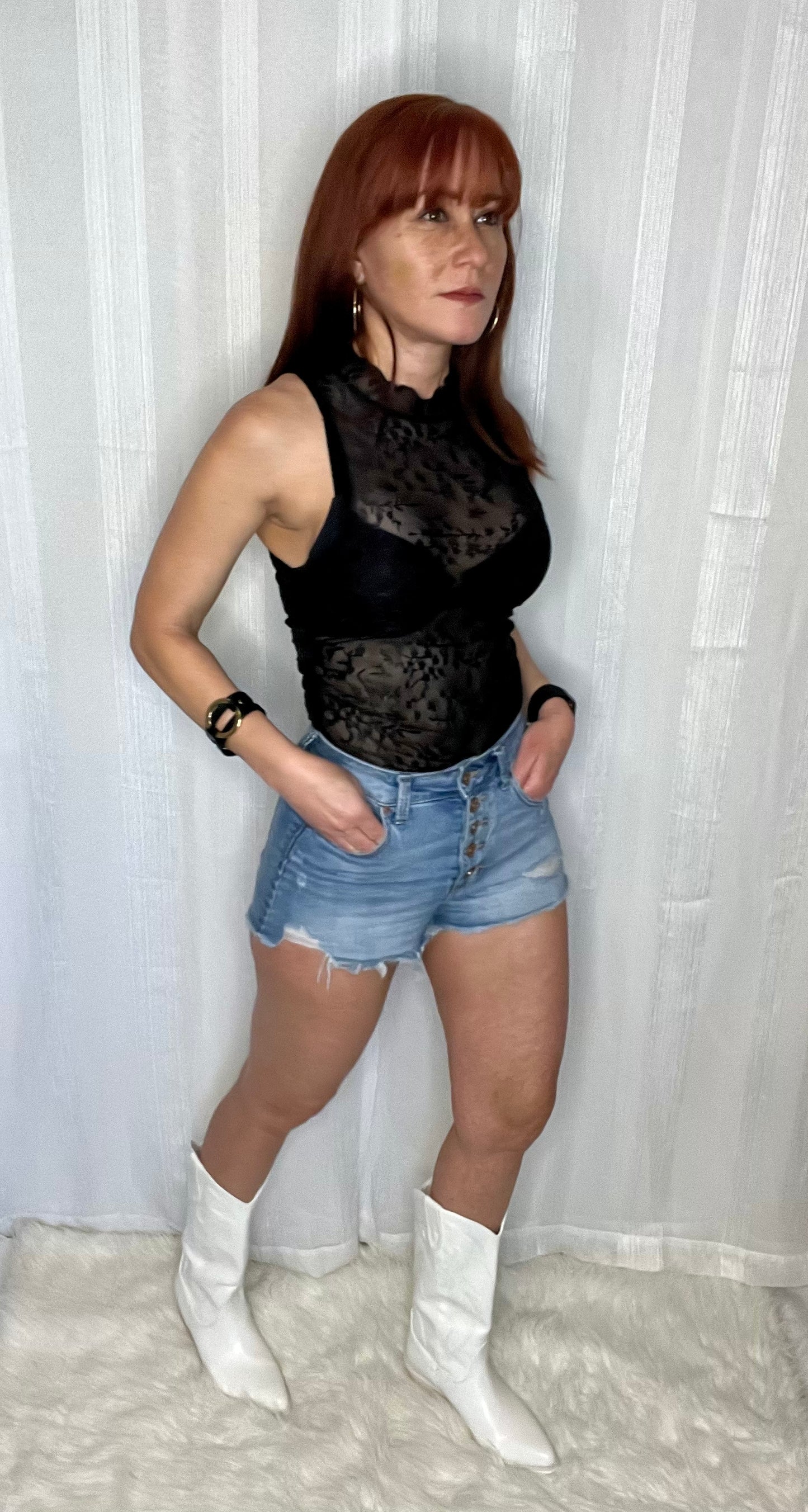 Lace High Neck Black (2)Top