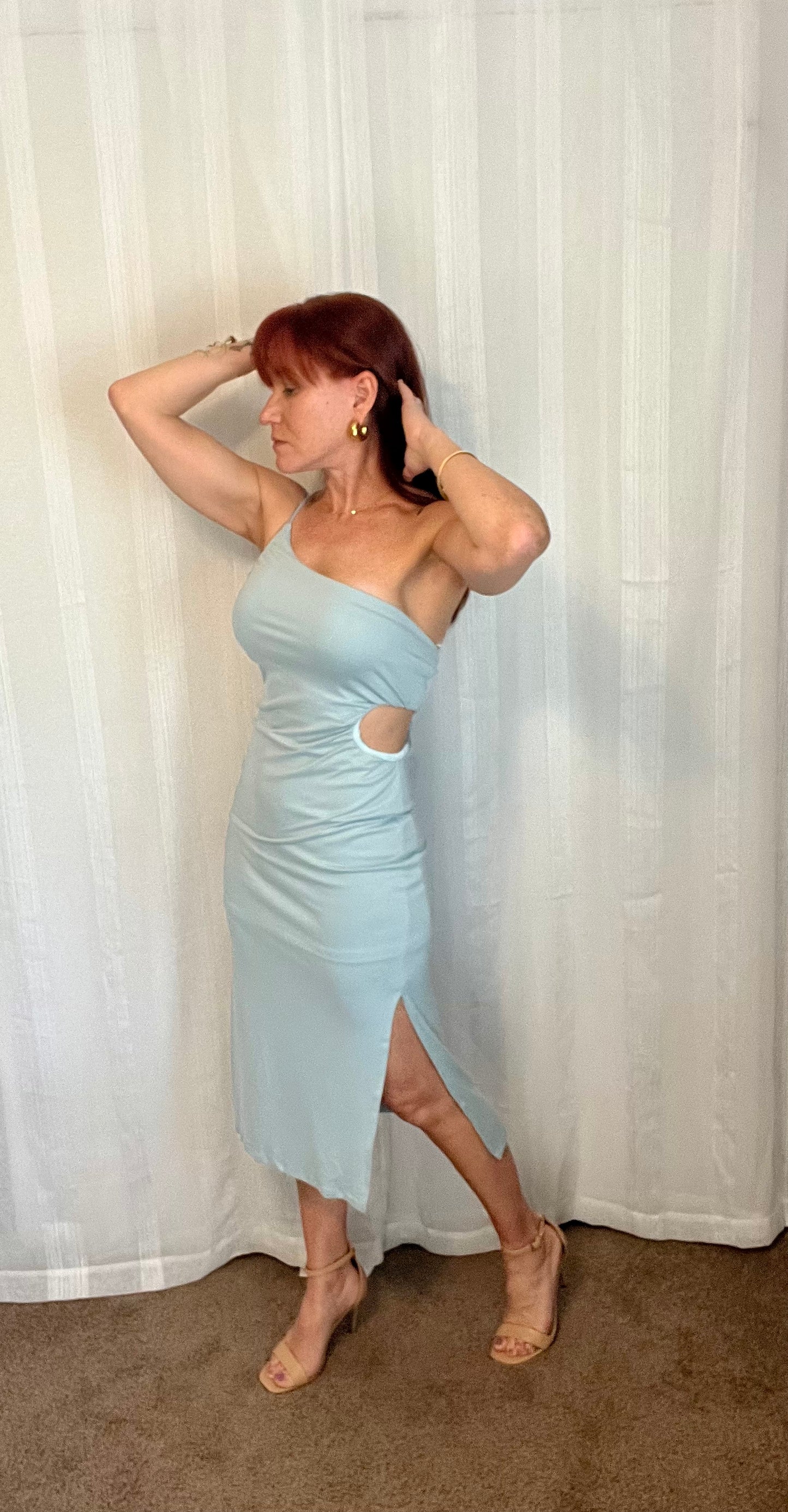 ONE SHOULDER BLUE DRESS