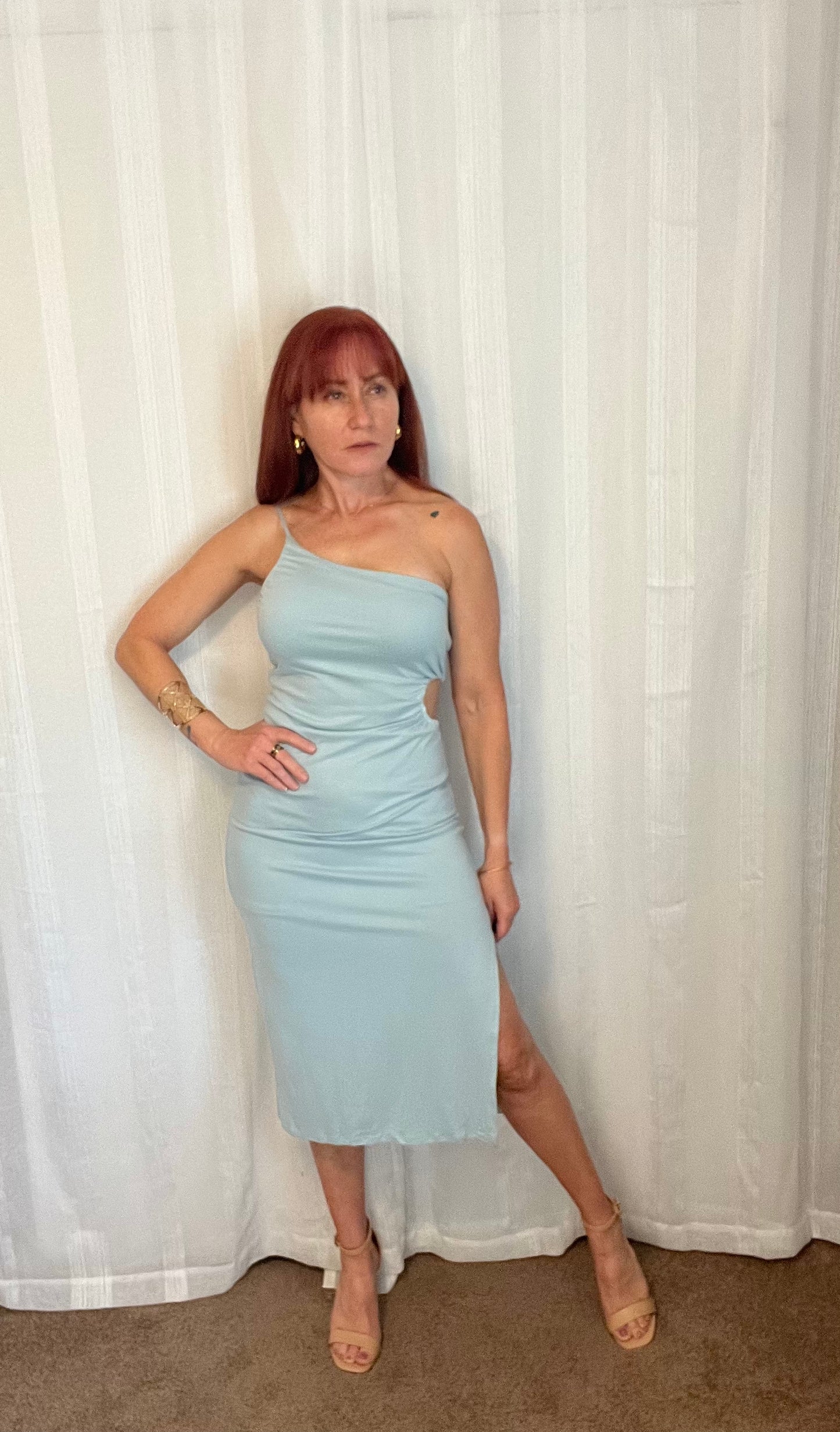 ONE SHOULDER BLUE DRESS