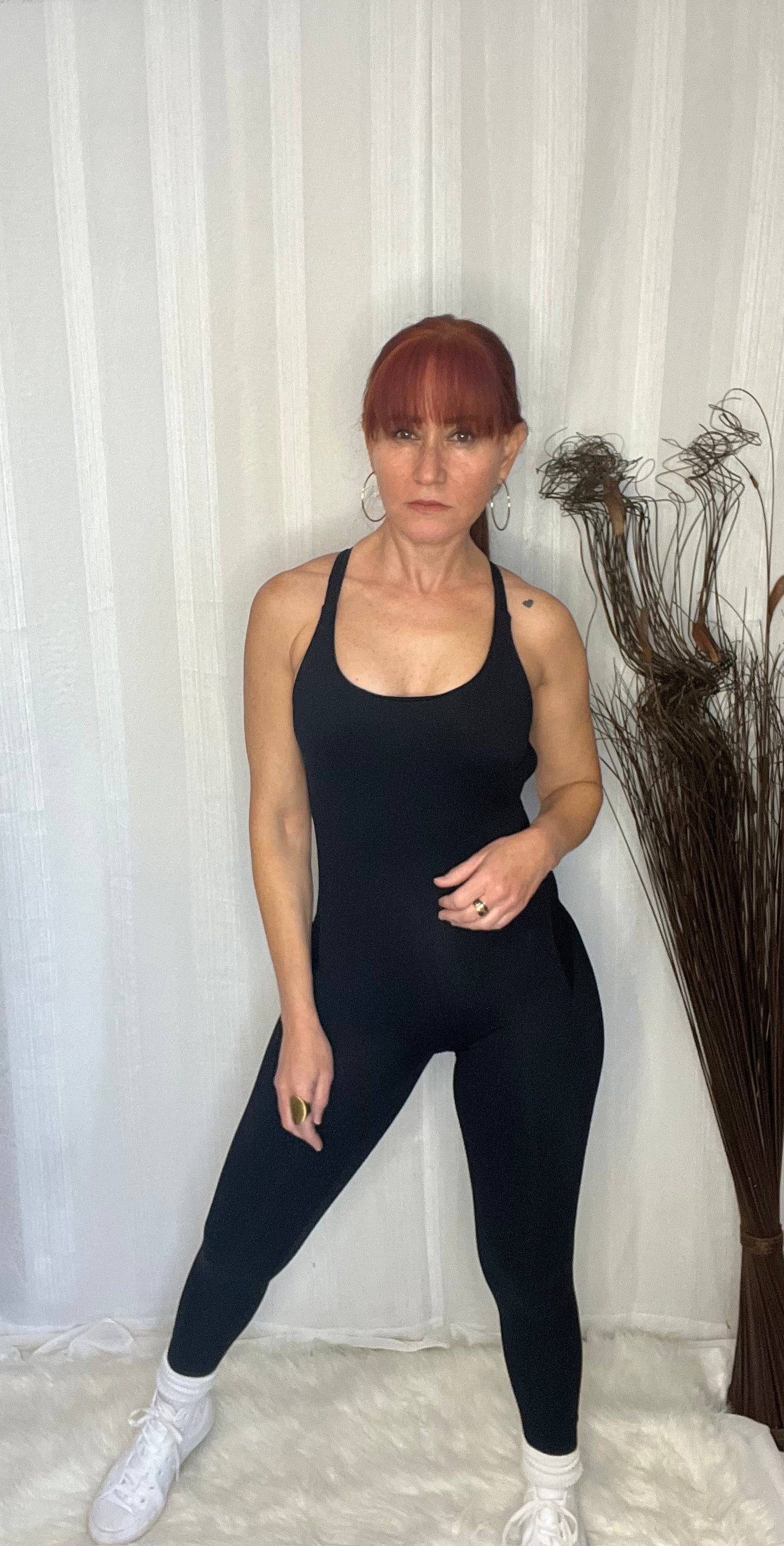 BLACK HIP LIFT ACTIVEWEAR JUMPSUIT